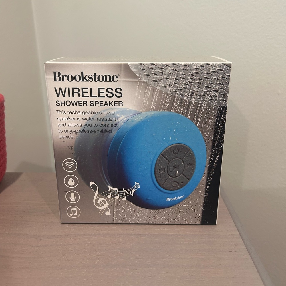 Brookstone Blue Wireless Shower Speaker
